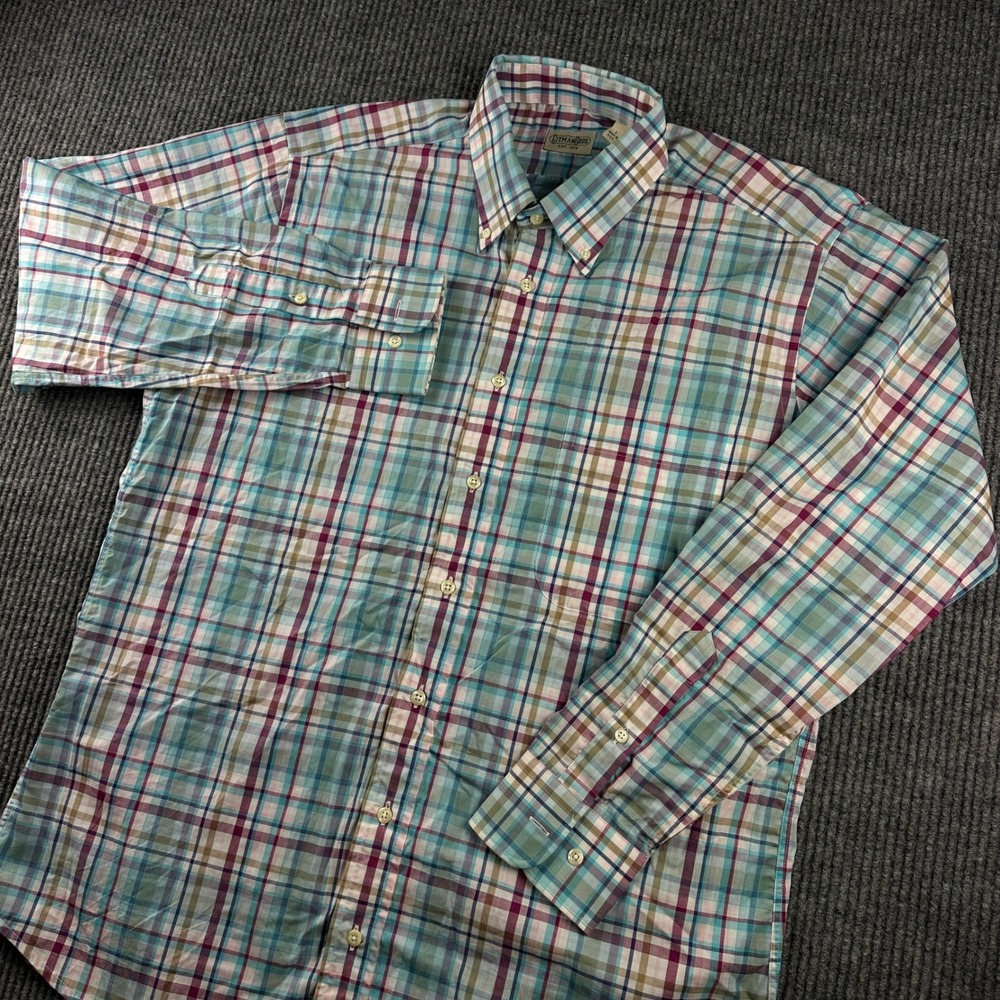 Gitman Bros Mens Large Plaid Button Down Shirt Cotton Made in USA Multi-Color